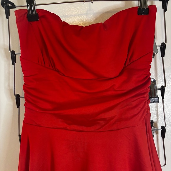 SHEIN Red Strapless Pleated Tiered Dress - Picture 7 of 16